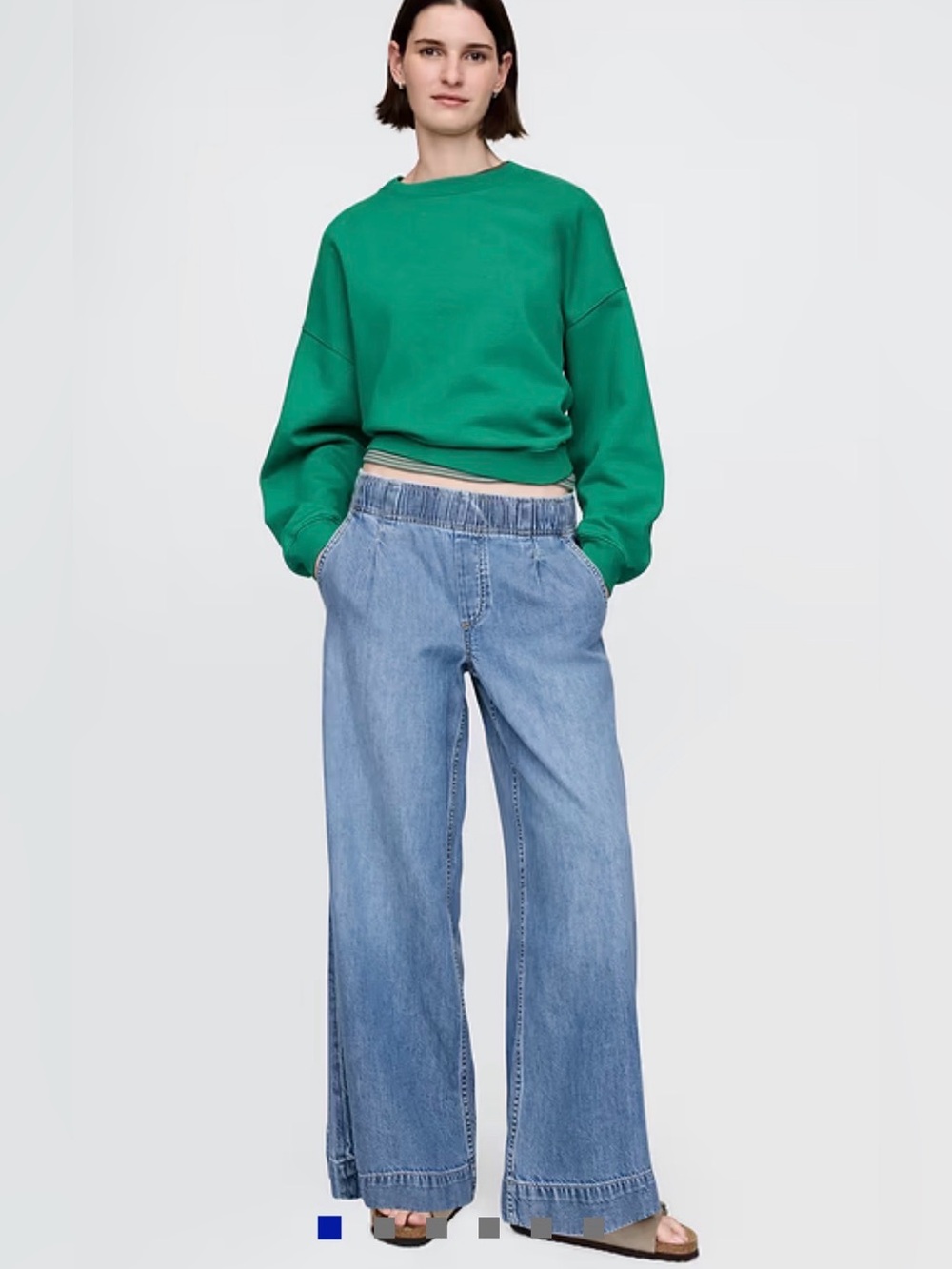 Gap baggy easy drawstring wide leg jeans size medium